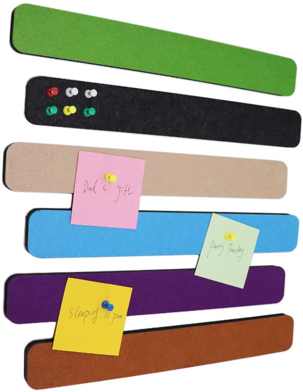 Photo 1 of Omitfu 6Pcs Felt Bulletin Board Bar Strip 0.5 Inch Thick Self-Adhesive Pin Board Bar 13 Inch in Length