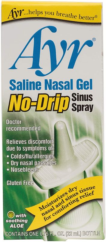 Photo 1 of Ayr Saline Nasal Gel No-drip Sinus Spray With Soothing Aloe Vera, 0.75 Fl Oz Spray Bottle, (Pack of 1)
