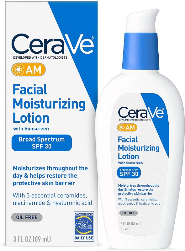 Photo 1 of CeraVe AM Facial Moisturizing Lotion SPF 30 | Oil-Free Face Moisturizer with Sunscreen | Non-Comedogenic | 3 Ounce