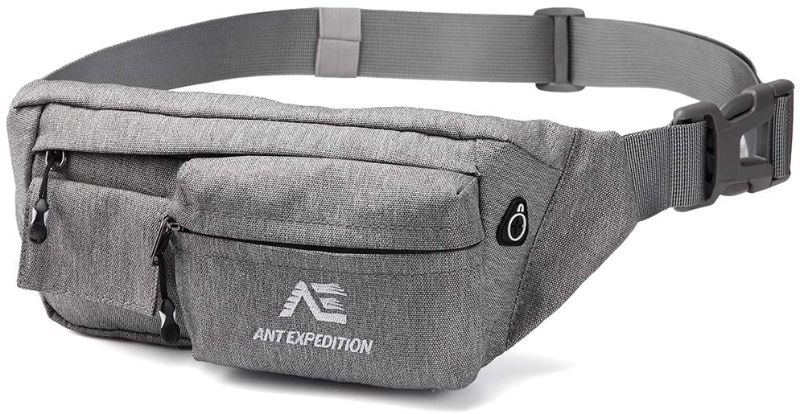 Photo 1 of ANT EXPEDITION Fanny Pack Waist Bag Polyester Black Hip Bum Bags for Men Women Outdoors Workout Traveling Casual Running Hiking Cycling (Grey)