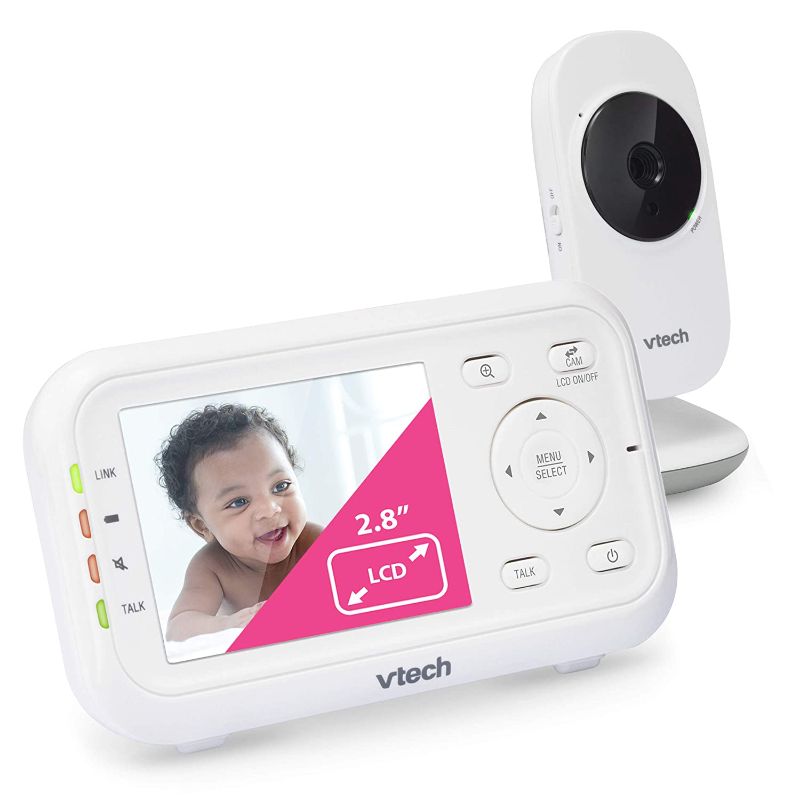 Photo 1 of VTech Video Baby Monitor with 1000ft Long Range, Auto Night Vision, 2.8” Screen, 2-Way Audio Talk, Temperature Sensor, Power Saving Mode, Lullabies and Wall-mountable Camera with bracket, White