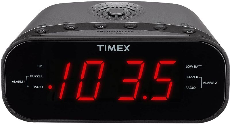 Photo 1 of Timex T231GY AM/FM Dual Alarm Clock Radio with 1.2-Inch Red Display and Line-In Jack (Gunmetal)
