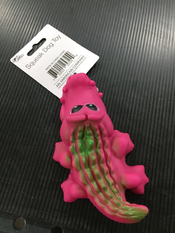 Photo 2 of Kole Imports Crocodile Squeak Dog Toy (magenta)
