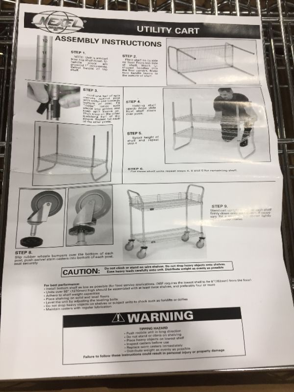 Photo 3 of 39" H x 30" W x 24" D 2 Shelf Utility Cart with Polyurethane Casters
