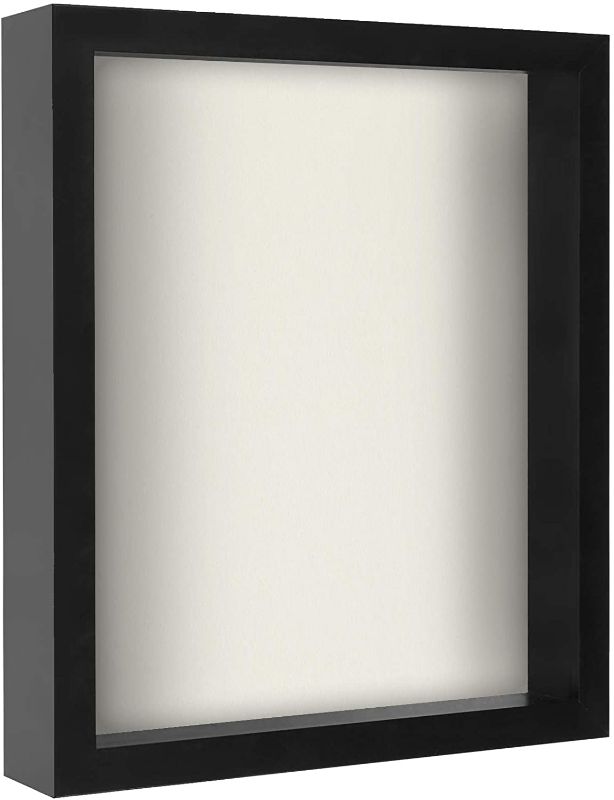 Photo 1 of Americanflat 11x14 Shadow Box Frame in Black with Soft Linen Back - Composite Wood with Polished Glass for Wall and Tabletop
