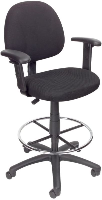 Photo 1 of Boss Office Products Ergonomic Works Drafting Chair with Adjustable Arms in Black, 250