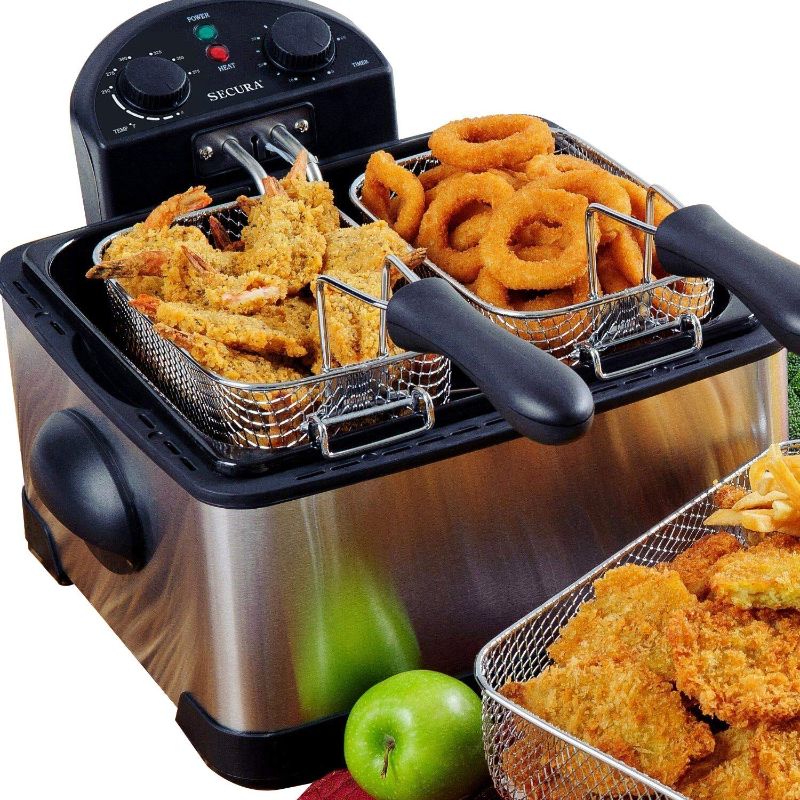 Photo 1 of Secura 1700-Watt Stainless-Steel Triple Basket Electric Deep Fryer with Timer 4L/17-Cup