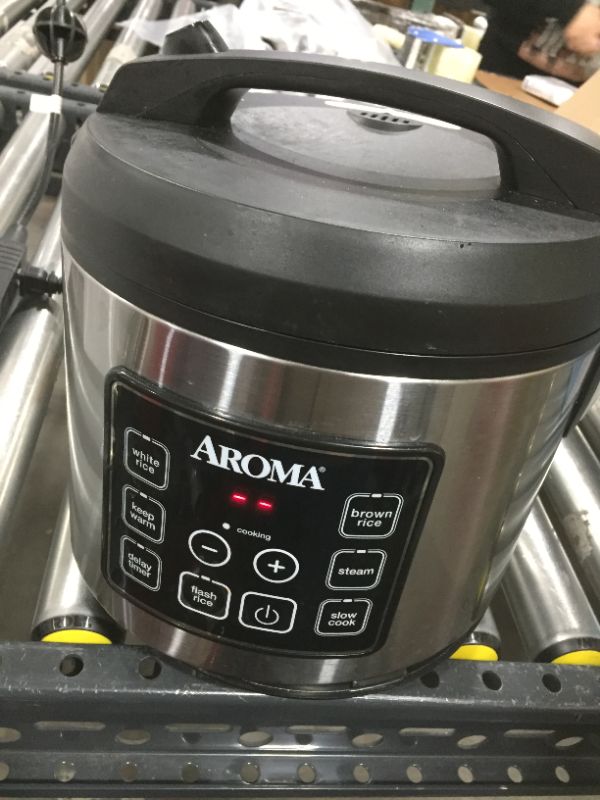 Photo 3 of Aroma Housewares 20 Cup Cooked (10 cup uncooked) Digital Rice Cooker, Slow Cooker, Food Steamer, SS Exterior (ARC-150SB),Black
