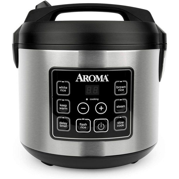 Photo 1 of Aroma Housewares 20 Cup Cooked (10 cup uncooked) Digital Rice Cooker, Slow Cooker, Food Steamer, SS Exterior (ARC-150SB),Black
