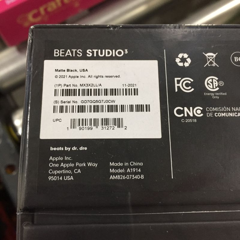 Photo 3 of Beats Studio3 Wireless Noise Cancelling Over-Ear Headphones - Apple W1 Headphone Chip, Class 1 Bluetooth, 22 Hours of Listening Time, Built-in Microphone - Matte Black (Latest Model) [FCATORY SEALED, NEVER BEEN OPENED]
