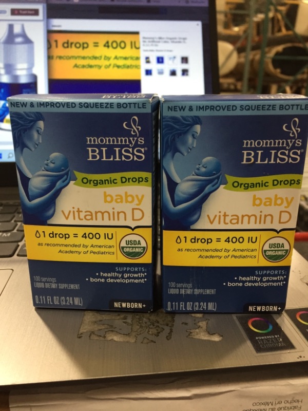Photo 2 of 2 PACK- Mommy's Bliss Organic Drops No Artificial Color, Vitamin D, 0.11 Fl Oz- BEST BY 02/2023
