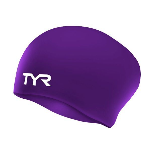 Photo 1 of TYR Long Hair Wrinkle Free Silicone Adult Fit Cap in Purple
