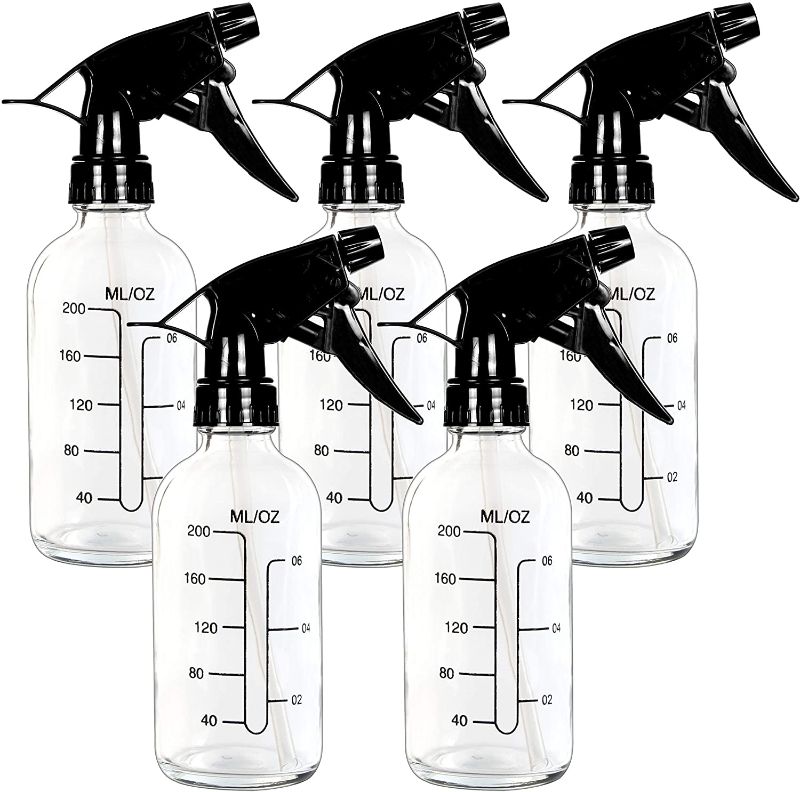 Photo 1 of Youngever 5 Pack 8 Ounce Empty Glass Spray Bottles with Measurements, Spray Bottles for Hair and Cleaning Solutions (Clear)

