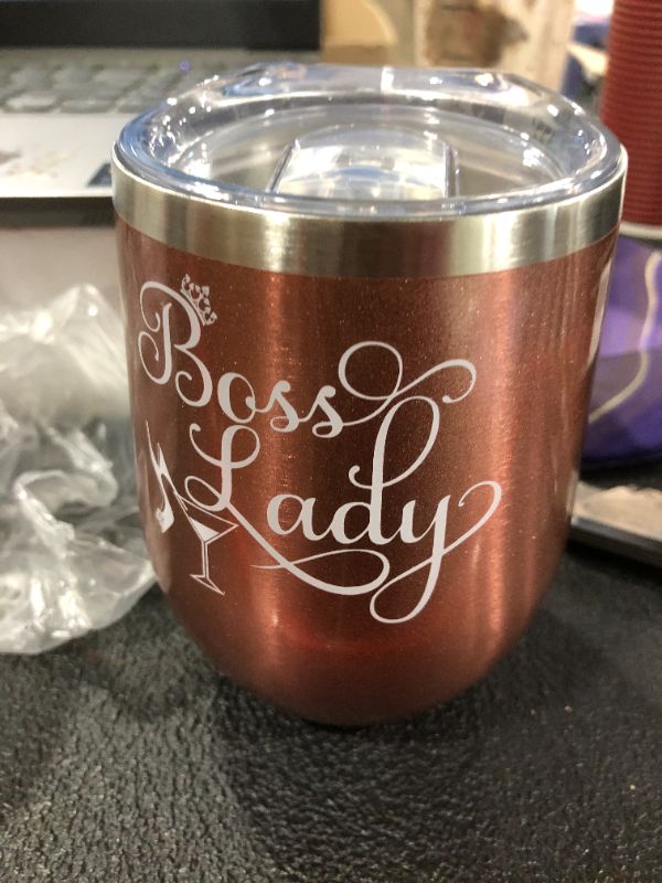 Photo 2 of Boss Gifts For Women, Boss Lady Gifts, Funny Girl Boss Gifts, Best Christmas Birthday Gifts Wine Glass
