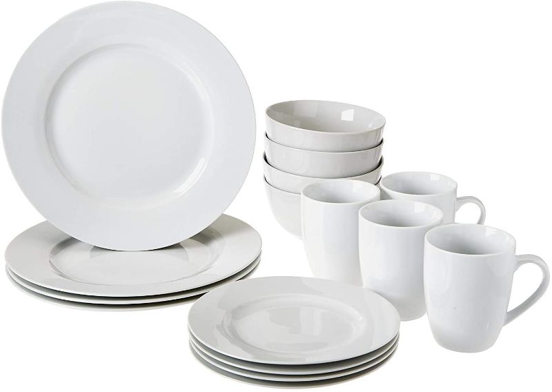 Photo 1 of AmazonBasics 16-Piece Dinnerware Set, Round - White
