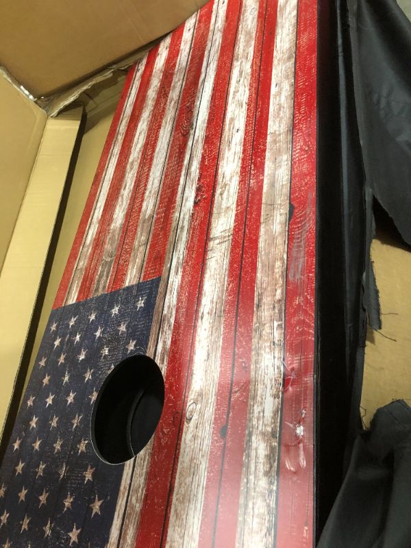 Photo 2 of GoSports American Flag Regulation Size Cornhole Beanbag Toss Game Set
