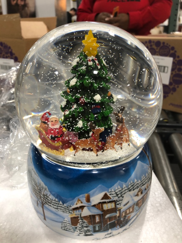 Photo 2 of Aobaks 8.25' H 8 150mm Music Song, Playing Snowflakes, Led Light, 6/18 Timer, Santa Claus Christmas Water Snow Man Globe Gift Home Decoration (Blue), 7.2X7.2X8.25inch, (150mmlvsexueren)
