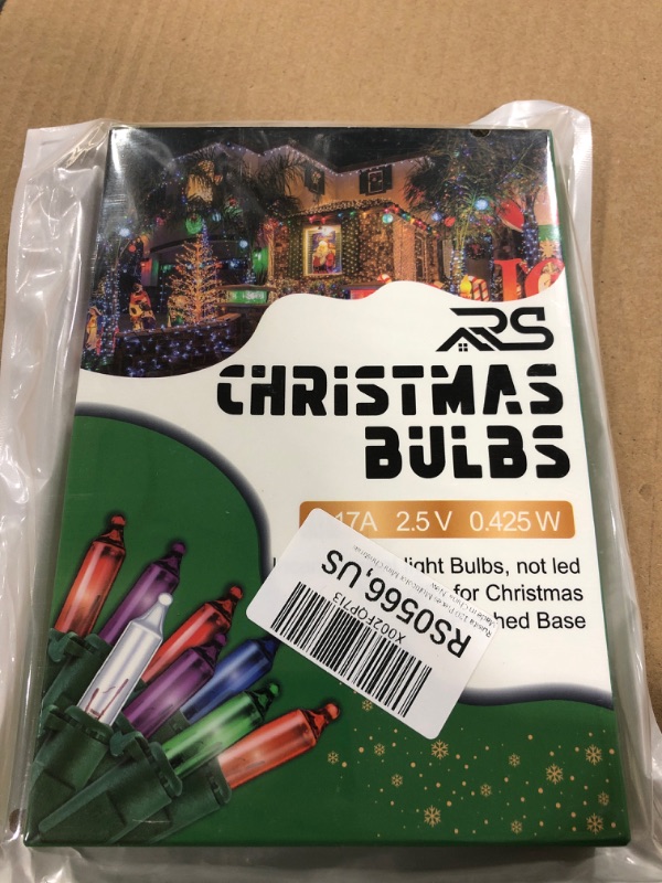 Photo 1 of 2 pack-Ruisita 120 Pieces Multicolor Mini Christmas Replacement Light Bulbs 2.5 Volt Incandescent Light Bulbs with Green Base, 170 Ma, 0.42 Watt for Christmas Trees Decorative Light Set
