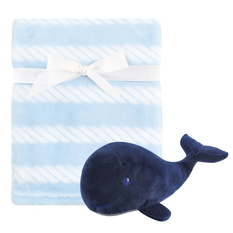 Photo 1 of Hudson Baby Baby Plush Blanket and Toy, 2-Piece Set, Blue Whale
