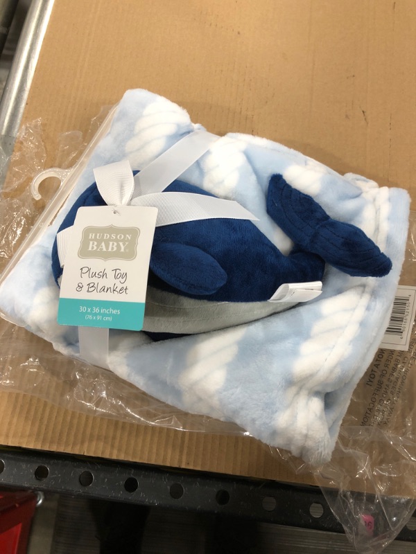 Photo 2 of Hudson Baby Baby Plush Blanket and Toy, 2-Piece Set, Blue Whale
