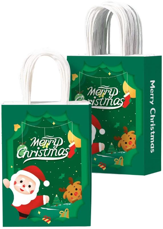 Photo 1 of ?20pcs?Merry Christmas,Kraft Paper Gift Bags With Handles,8 * 4.3 * 10.6Inches,Gift Bag
