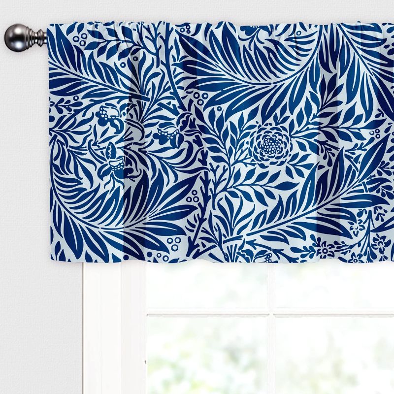 Photo 1 of Curtain Valances for Windows/Kitchen/Bathroom/Bedroom/Living Room Rod Pocket Blackout Window Vanlance Curtains Navy Blue 52" x 18"
