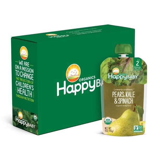 Photo 1 of (8 Pouches) Happy Baby Organics Baby Food, Pears, Kale & Spinach, 3.5 Oz
