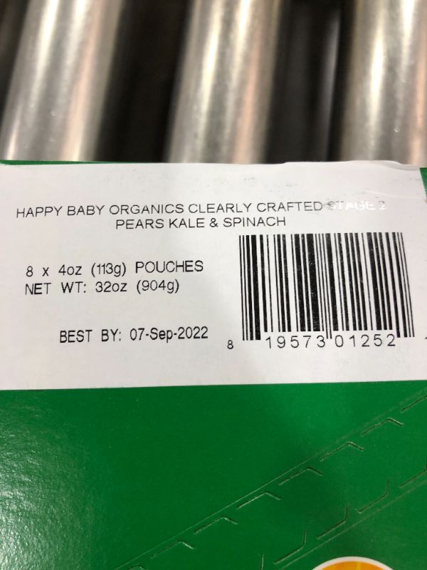 Photo 2 of (8 Pouches) Happy Baby Organics Baby Food, Pears, Kale & Spinach, 3.5 Oz
