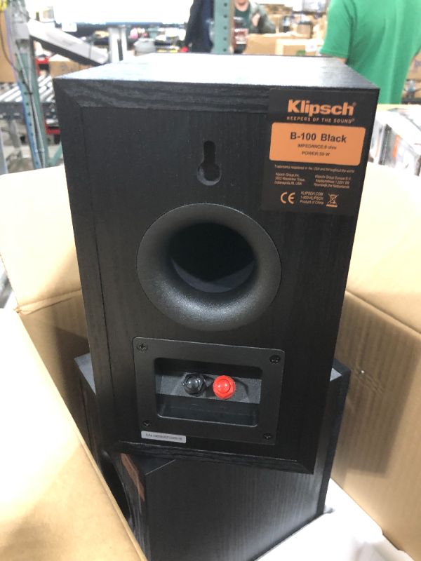 Photo 4 of Klipsch Synergy Black Label B-100 Bookshelf Speaker Pair with Proprietary Horn Technology, a 4” High-Output Woofer and a Dynamic .75” Tweeter for Surrounds or Front Speakers in Black
