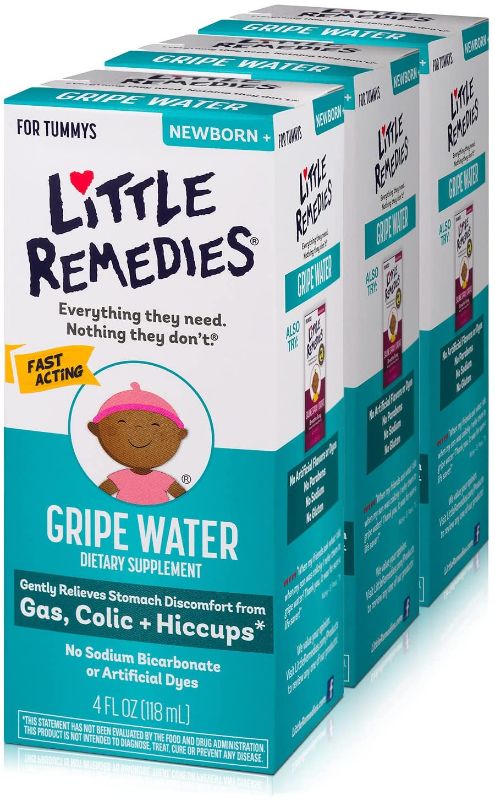 Photo 1 of Little Remedies Gripe Water, Colic & Gas Relief, Safe for Newborns, 4 fl oz, 3 Pack- BEST BY 12/2022
