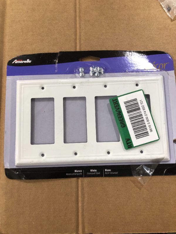 Photo 1 of Ascher 4 Gang Rocker Steel Wall Plate - White
