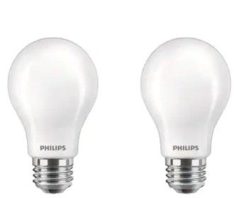 Photo 1 of 60-Watt Equivalent A19 Energy Saving LED Light Bulb in Soft White with Warm Glow Dimming Effect (2700K) (2-Pack)
