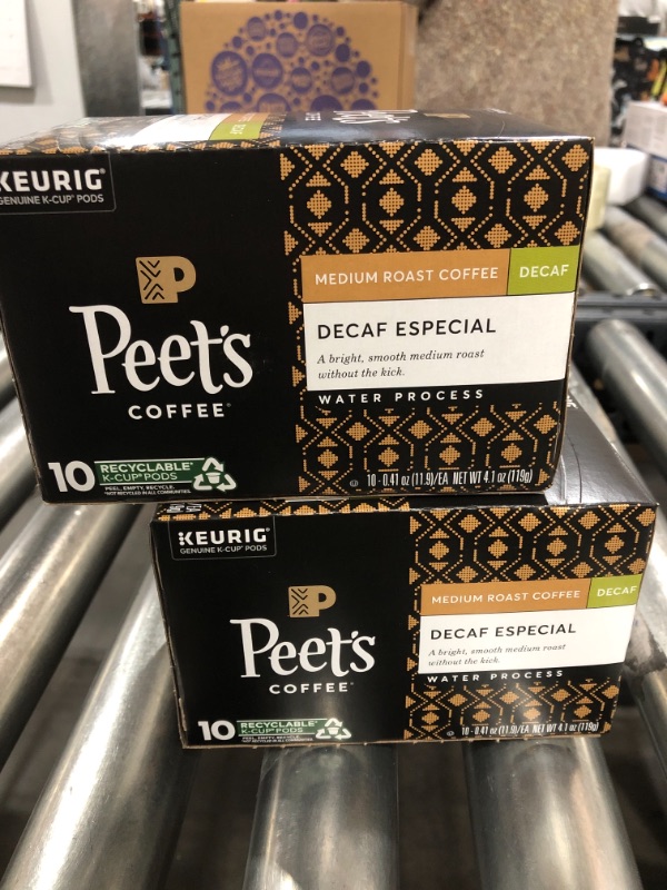 Photo 2 of 2 PACK- Peet's Coffee K-Cup Single Serve Pack for Keurig Brewers, Decaffeinated Especial, 10 ct- EXPIRED- BEST BY 12/2021
