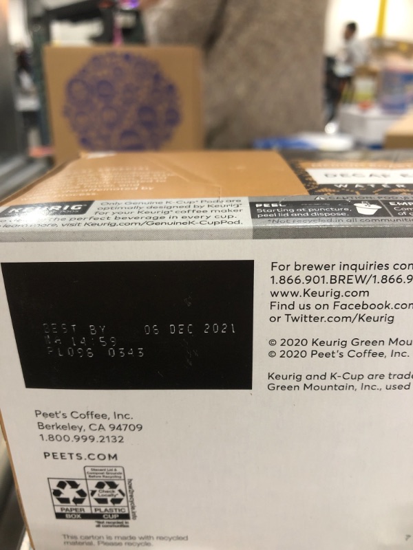 Photo 3 of 2 PACK- Peet's Coffee K-Cup Single Serve Pack for Keurig Brewers, Decaffeinated Especial, 10 ct- EXPIRED- BEST BY 12/2021
