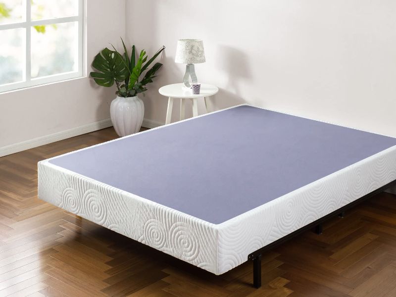 Photo 1 of ZINUS Metal Box Spring with Wood Slats /9 Inch Mattress Foundation / Sturdy Steel Structure / Easy Assembly, Full
