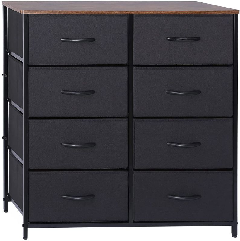 Photo 1 of Ancole Dresser with 8 Drawers - Tall Storage Organizer, 4-Tier Cabinet Tower Unit, Chest for Bedroom, Living Room, Nursery, Closets - Sturdy Steel Frame, Wood Top, Easy Pull Fabric Bins(Black)
