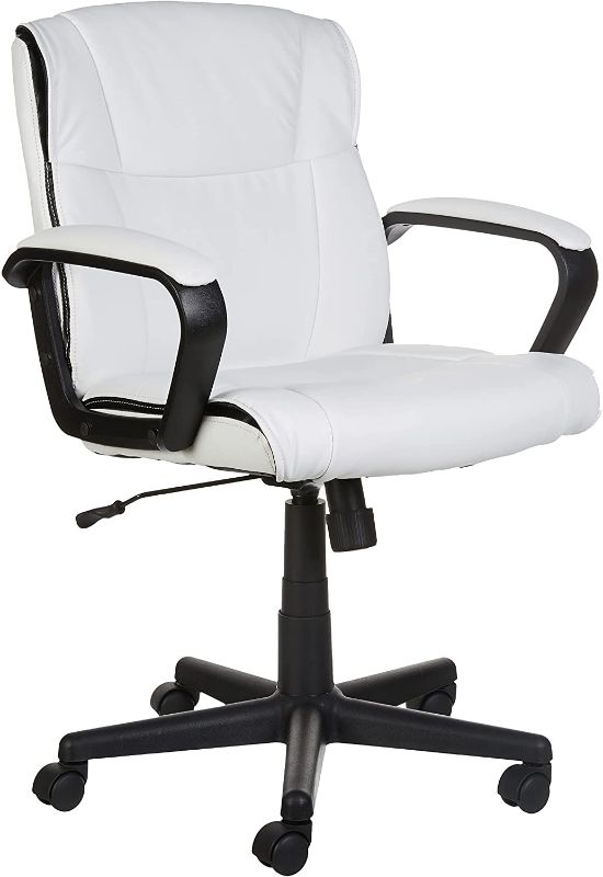 Photo 1 of Amazon Basics Padded Office Desk Chair with Armrests, Adjustable Height/Tilt, 360-Degree Swivel, 275Lb Capacity - White
