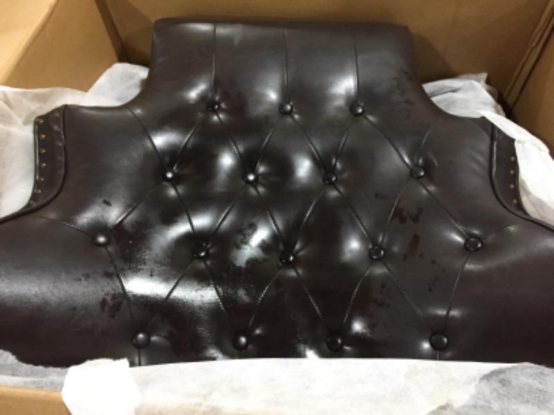 Photo 4 of Faux Leather Wing Back Guest Chair- BROWN