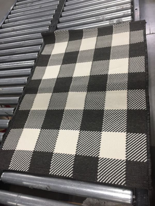 Photo 2 of 2'x3' Indoor/Outdoor Reversible Scatter Rug Black/White - Threshold™
