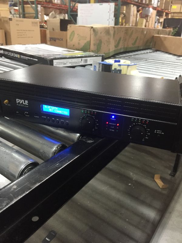 Photo 2 of 2-Channel Bluetooth Power Amplifier - 2000W Bridgeable Rack Mount Pro Audio Sound Wireless Home Stereo Receiver w/TRS XLR Input, LCD, Bridge Mode, Cooling Fan - Entertainment Speaker System - Pyle
