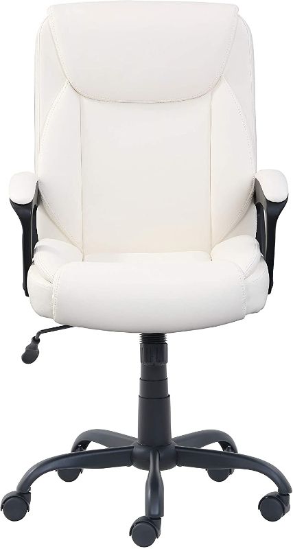 Photo 1 of Amazon Basics Classic Puresoft Padded Mid-Back Office Computer Desk Chair with Armrest - Cream
