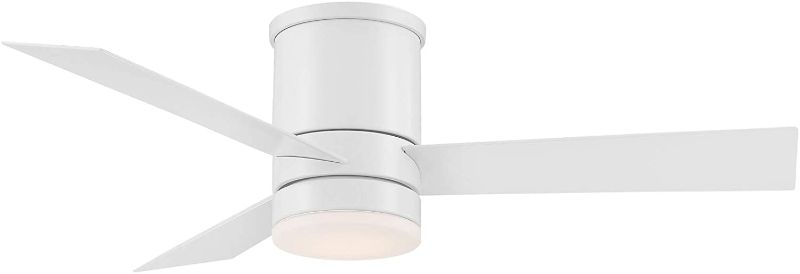 Photo 1 of Axis Indoor and Outdoor 3-Blade Smart Flush Mount Ceiling Fan 44in Matte White with 3000K LED Light Kit and Remote Control
