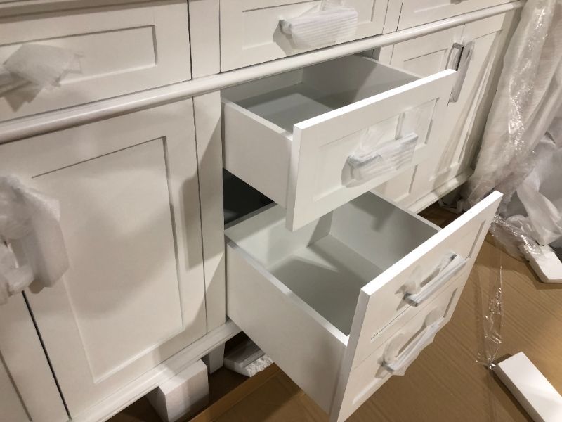 Photo 9 of Home Decorators Collection Sonoma 72 in. W x 22 in. D x 34 in H Bath Vanity in White with White Carrara Marble Top