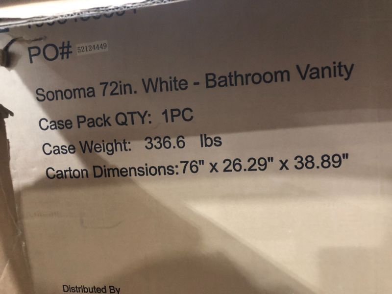 Photo 11 of Home Decorators Collection Sonoma 72 in. W x 22 in. D x 34 in H Bath Vanity in White with White Carrara Marble Top