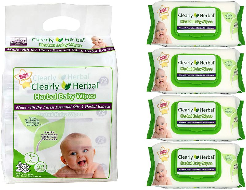 Photo 1 of Clearly Herbal Natural Baby Wipes, made with Essential Oils and Natural Herbal Extracts, Amazon's Choice, Bundle Pack 288 Plant Based Wipes (4 Packs x 72 Count)
expires 11/06/2022