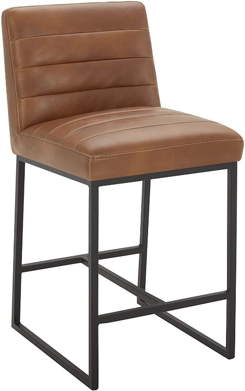 Photo 1 of Amazon Brand – Rivet Decatur Modern Faux Leather Kitchen Counter-Height Stool, 37"H, Tan Brown
