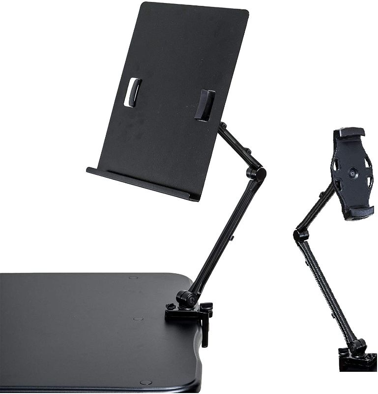 Photo 1 of TrenDesks Document Copy Holder and Tablet/Cellphone Holder 2-in-1 (Black), Full Motion, Pull to Adjust Height, Angle and Direction
