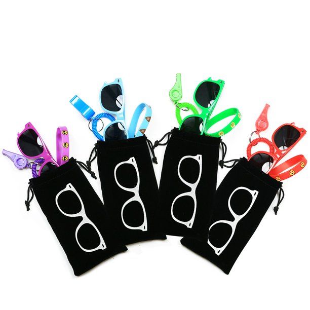 Photo 1 of 36-pcs Party Favors for Kids,12 Goody Bags: Each Bag includes 12 Whistles + 12 Sunglasses + 12 Emoji Bracelets- Great Stocking Stuffers
