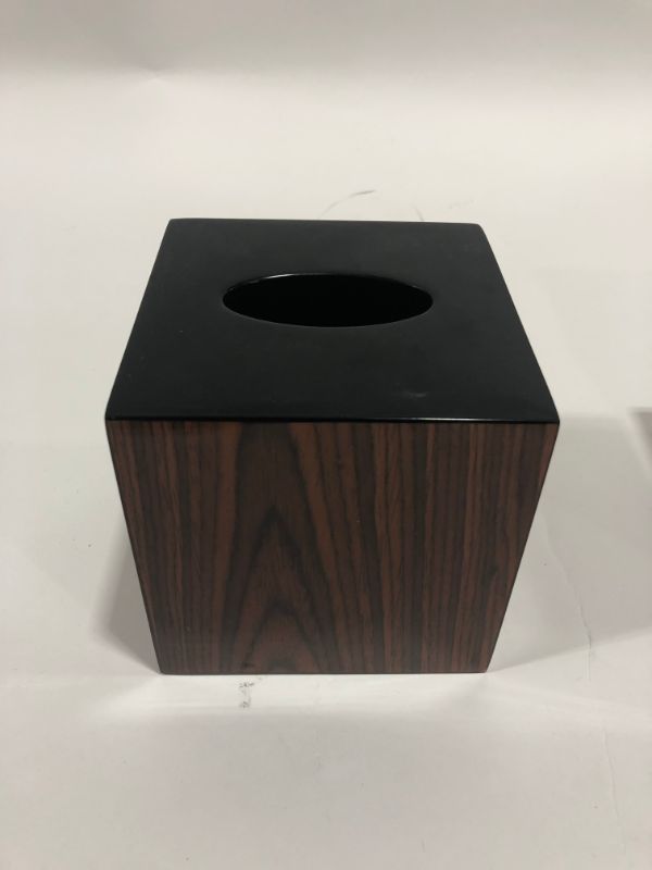 Photo 1 of 2 PACK!!! DARK WOOD SMALL TISSUE BOX COVER L 6 X W 6 X H 6 INCHES