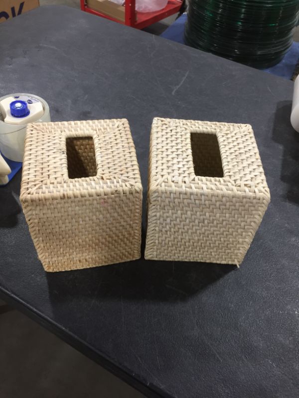 Photo 2 of 2 PACK!!! WICKER TISSUE BOX 5L X 5W X 5H INCHES